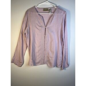 Liz Claiborne blush Linen Shirt Blouse women's -L